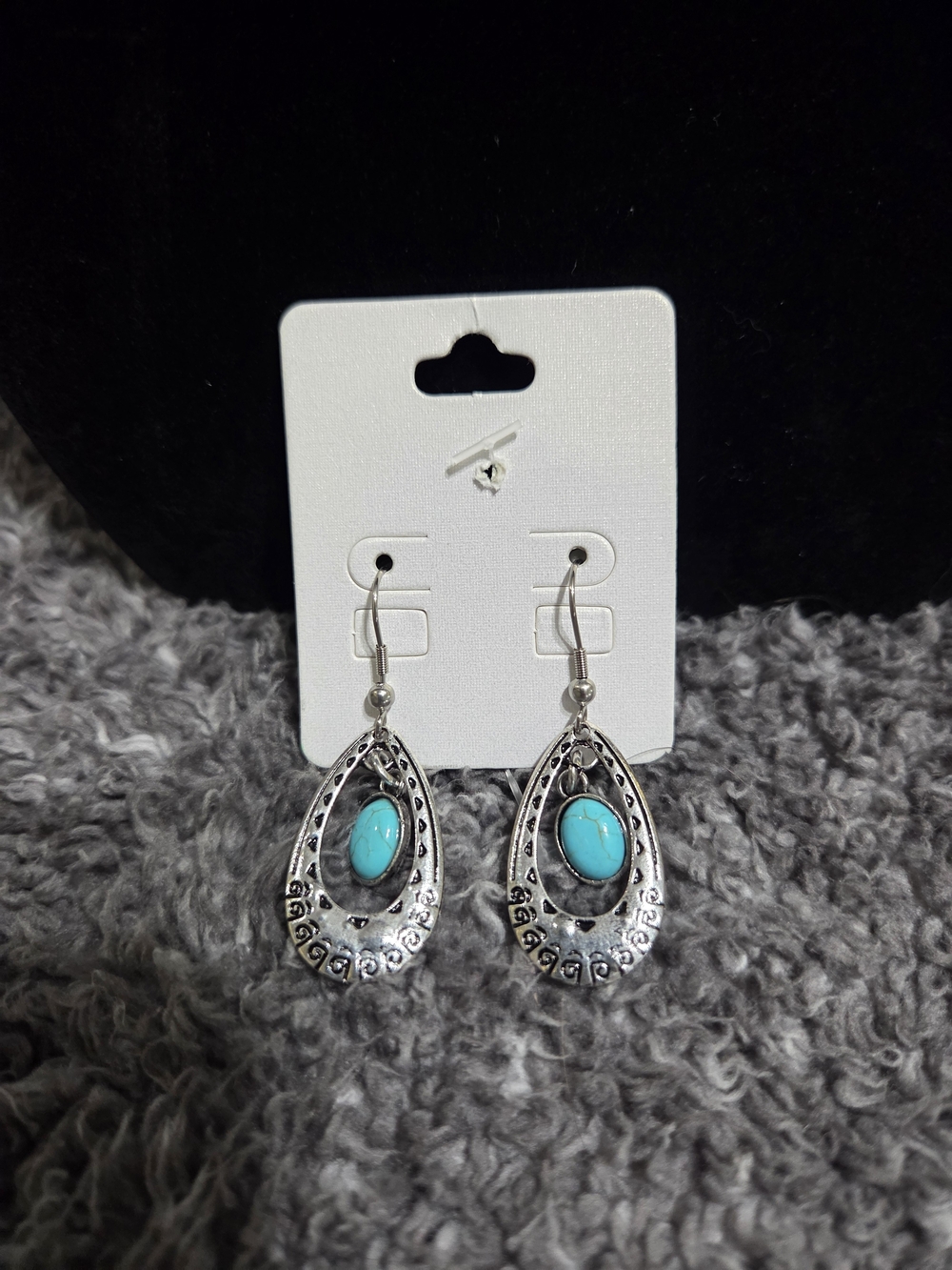 Turquoise Teardrop Dangle Earrings - Silver-tone Women's Jewelry